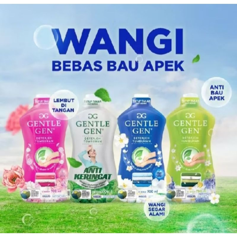 Gentle gen deterjen tumbuhan cair 700ml/Rinso sensi fresh refill 700ml