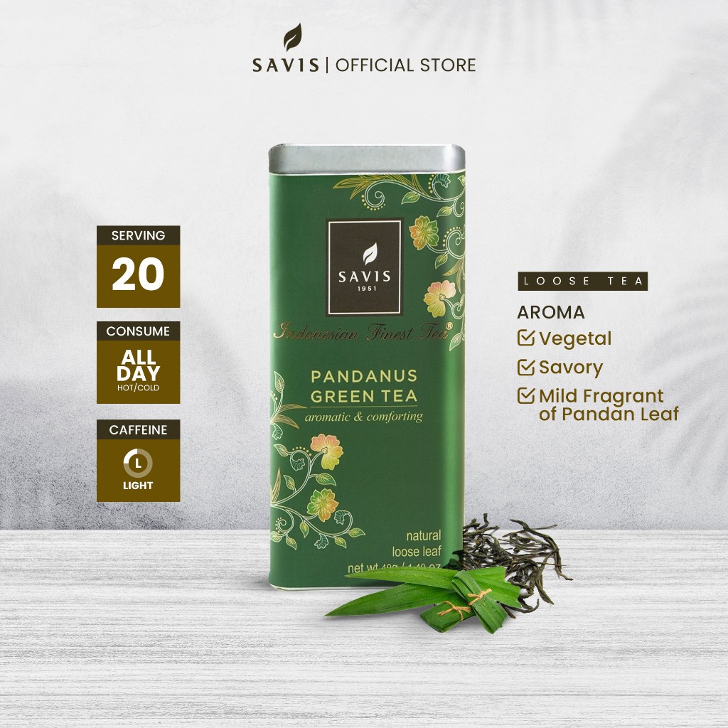 

Savis - Pandanus Green Tea Teh Hijau Pandan 40G in Tin Can