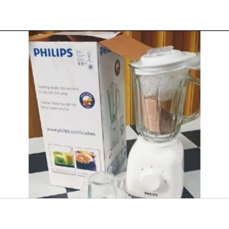 Blender Philips Plastik 1 Set Original dengan 4 buah mata pisau Philips HR2106
