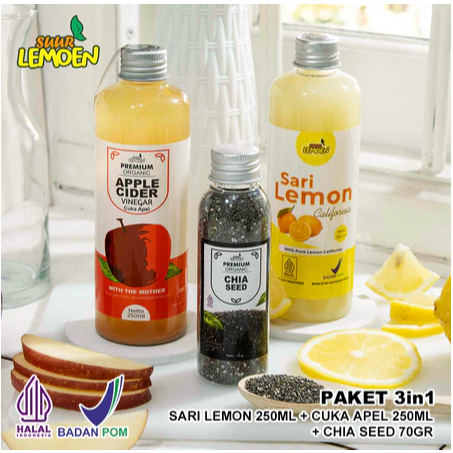 

Suur Lemoen Paket Cuka Apel Sari Lemon Madu Chia Seeds 250ml - SARI LEMON MURNI