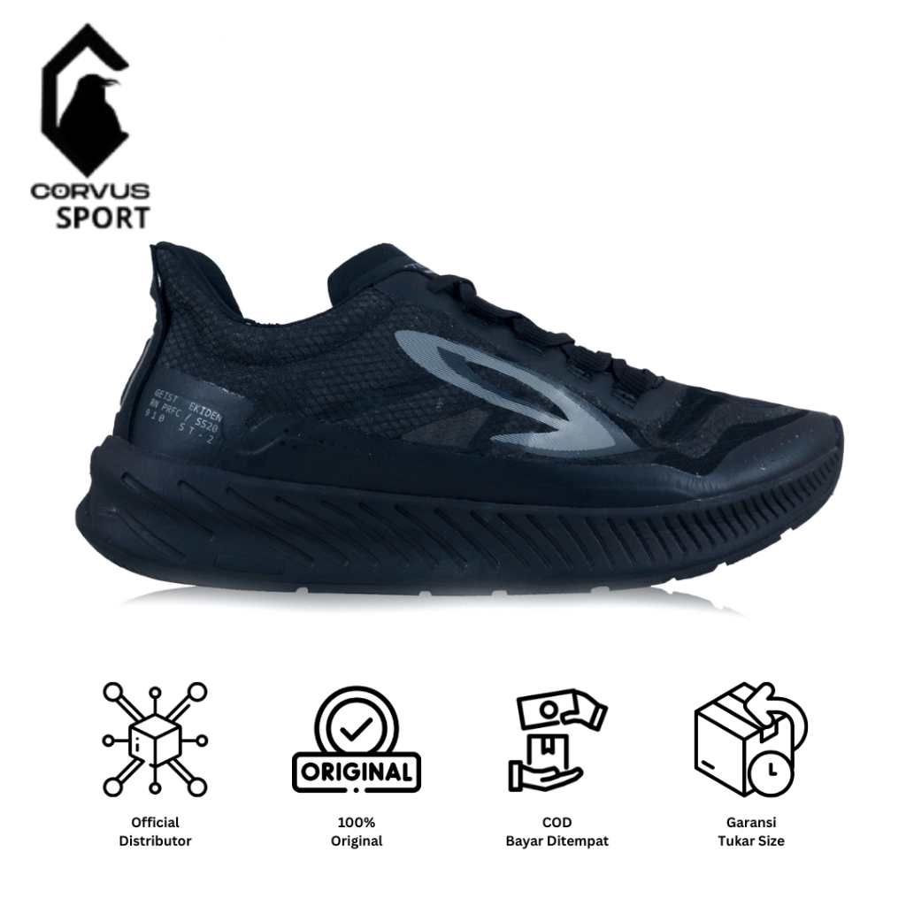 SEPATU LARI 910 ORIGINAL GEIST EKIDEN - HITAM/HITAM
