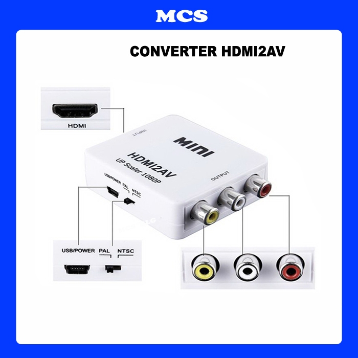 CONVERTER HDMI2AV TO AV RCA ORIGINAL FULL HD 1080P/ KONEKTOR HDMI TO TV TABUNG/ KABEL HDMI TO RCA AV