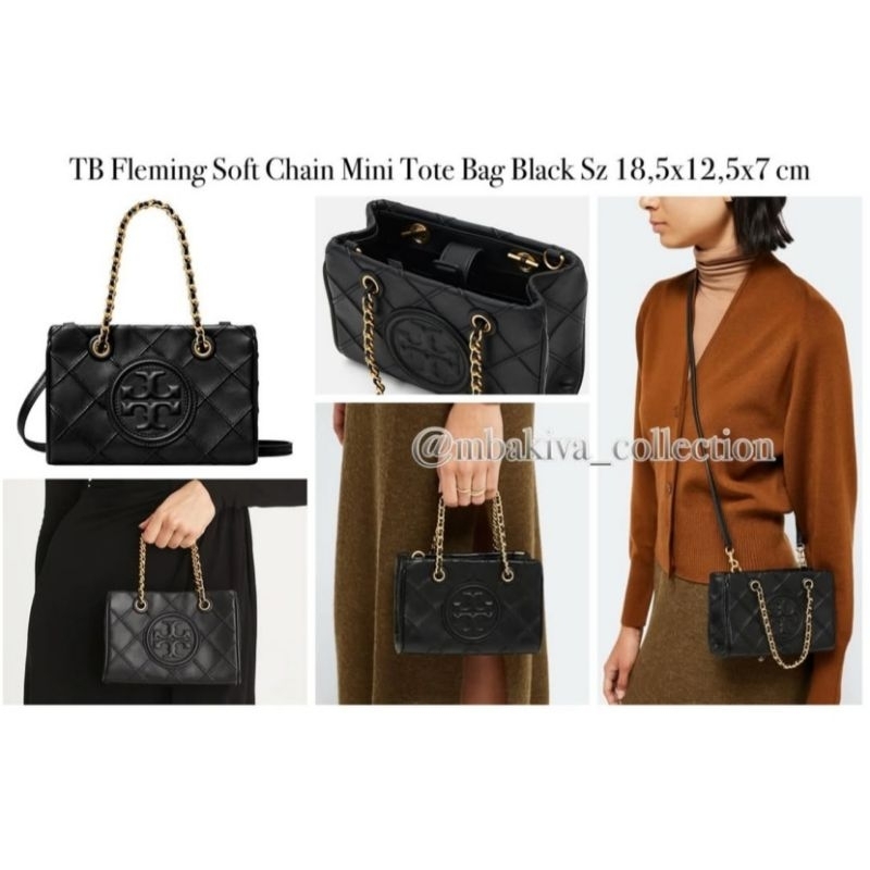 TB Fleming Soft Chain Mini Tote Bag Black