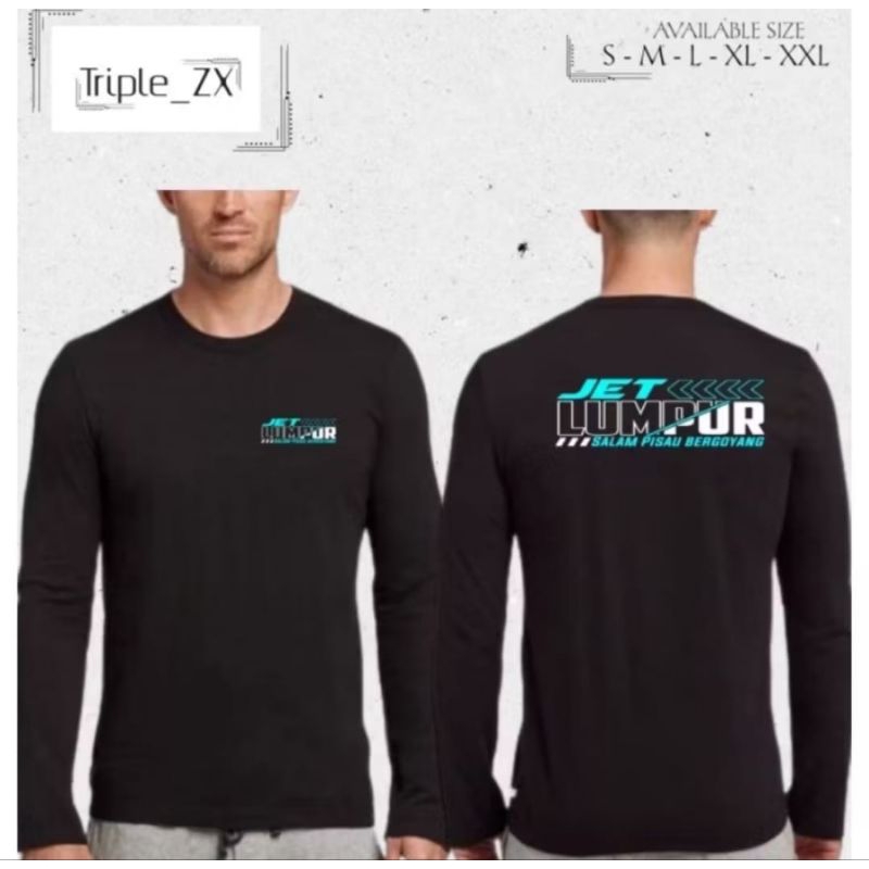 KAOS JET LUMPUR SALAM PISAU BERGOYANG LENGAN PANJANG CORAK BIRU PUTIH