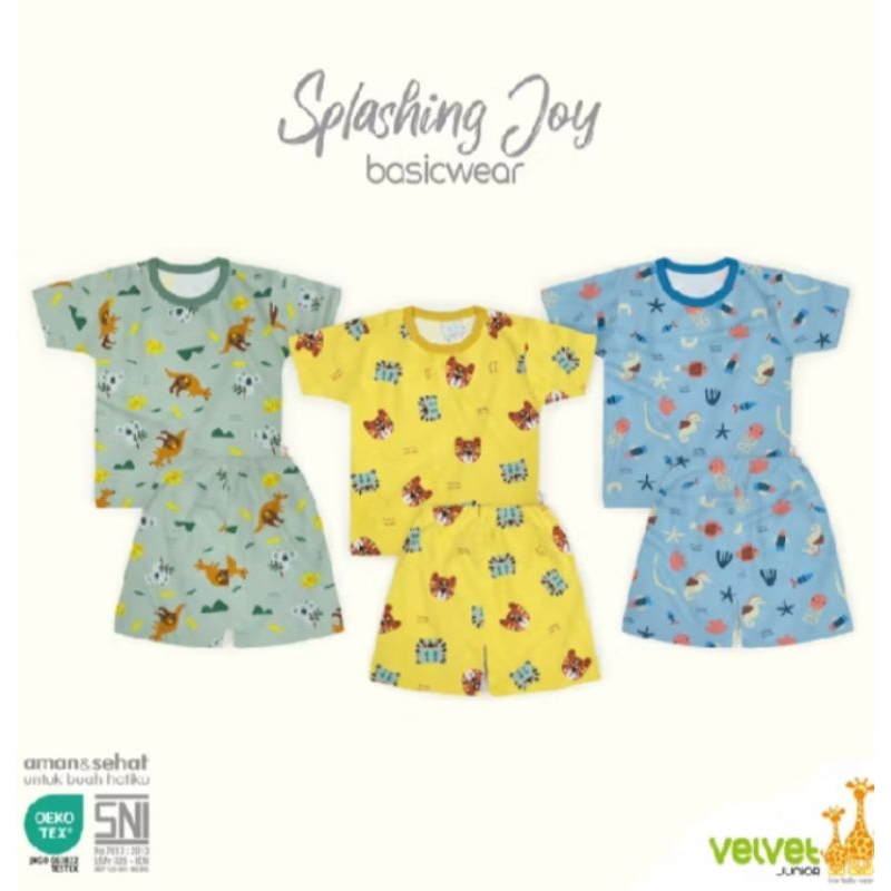 Set Pendek Velvet Junior motif Splashing Joy