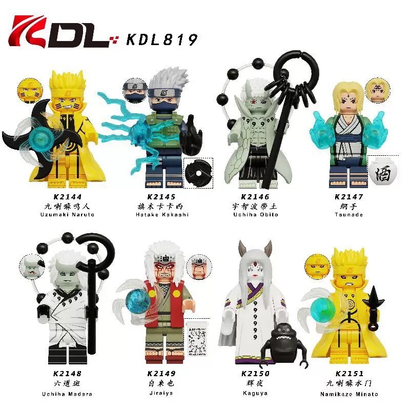 Action Figure Mainan Mini Bricks Anime Naruto, Hatake Kakashi, Obito, Jiraiya, Kaguya