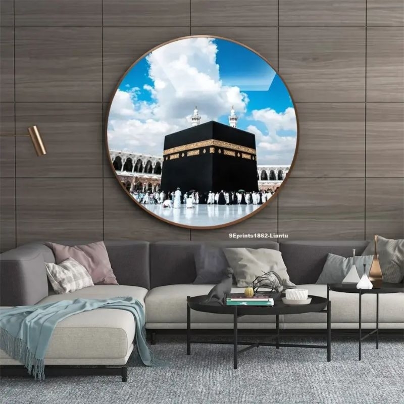 KOKOPAINTING Lukisan Porcelain Diamond Motif Bulat 5D / Lingkaran Tema Gambar Kabah Mekah Masjid al 