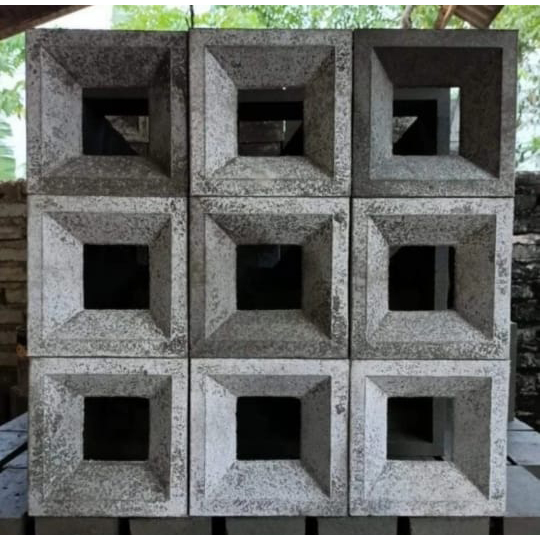Roster Beton / Roster Beton Modern / Roster Beton Abu Motif Kotak Polos (2 Muka)