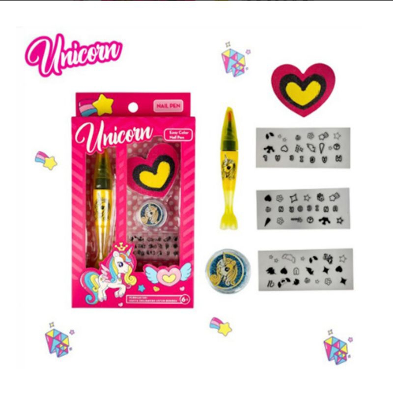 Unicorn Nail Pen Mainan Kutek Kuku Anak Assorted