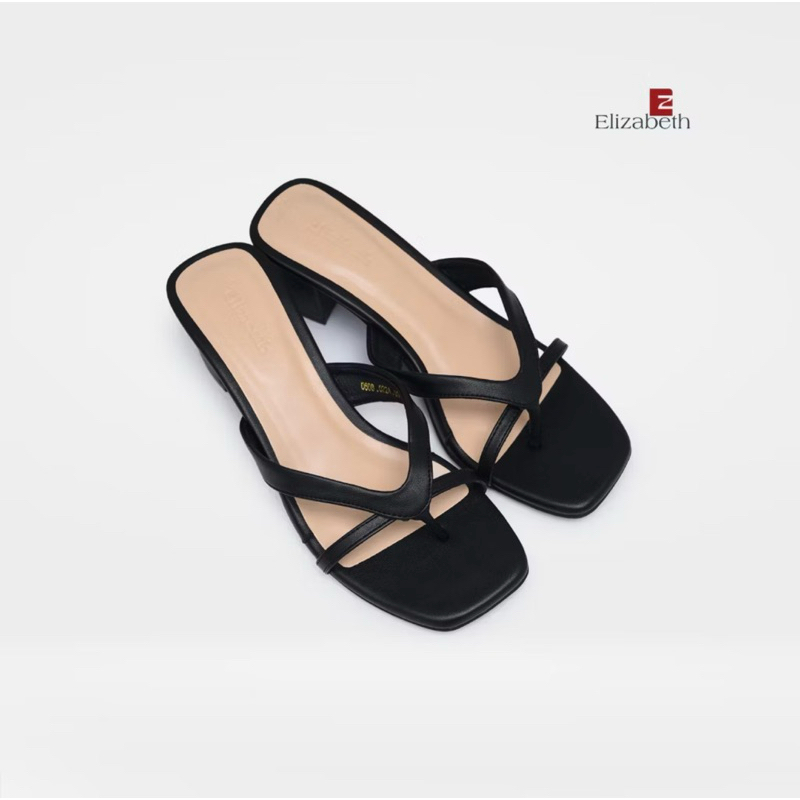 sandal Elizabeth preloved sandal jepit hak chunky sandal heels hitam elizabeth
