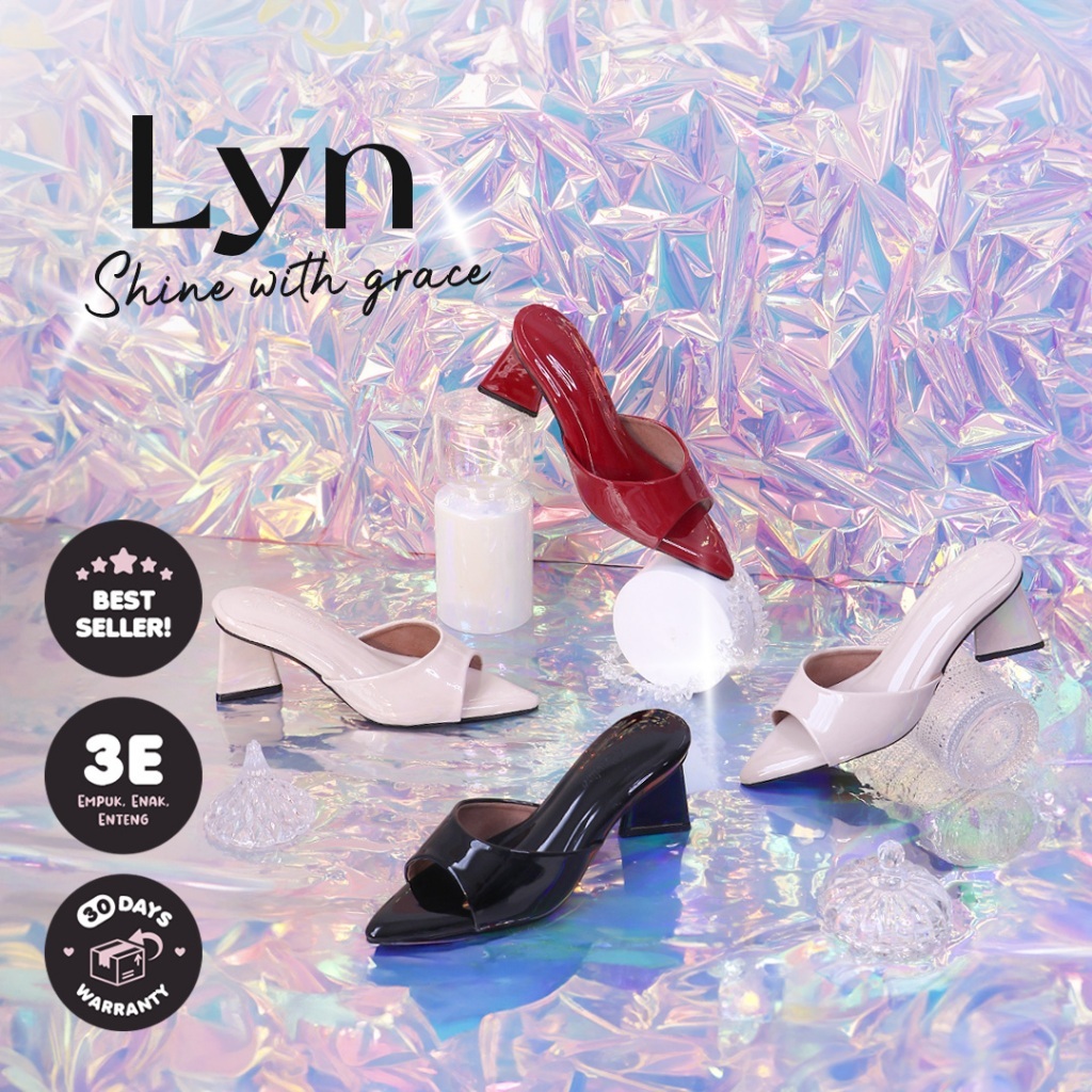 Alova Reveline - Lyn PRISM Heels 6cm | FREE HAMPERS set | Sandal Glossy |  Sendal Runcing Hak Tinggi