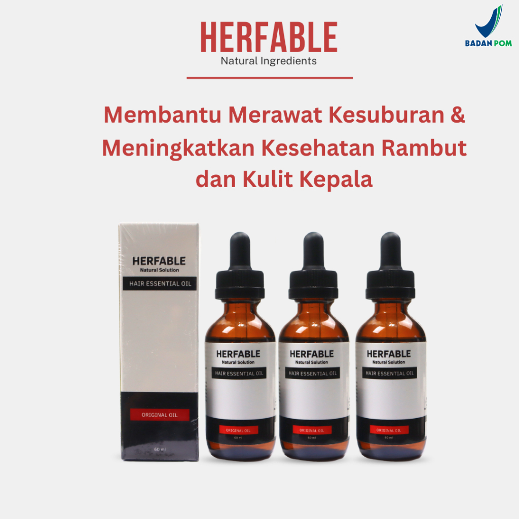 Herfable Ultimate 3 Pcs - Penumbuh Rambut Botak Alami | Minyak Rambut Rontok & Kebotakan BPOM