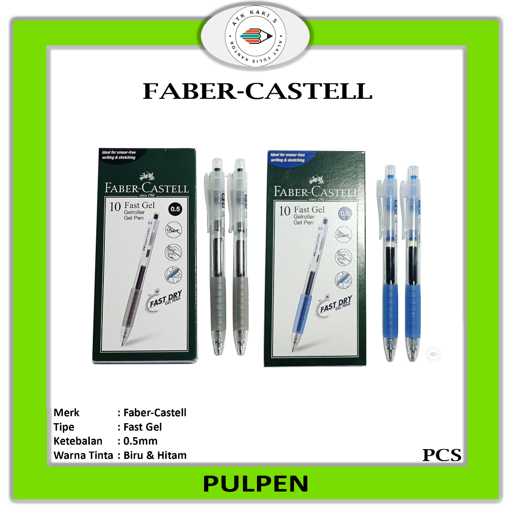 

FABER CASTELL -Fast DRY Pulpen Gel 0.5mm - Pcs