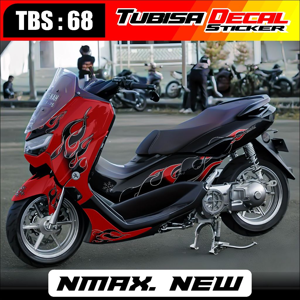DECAL NMAX NEW FULL BODY - STIKER STICKER DECAL BODY HITAM VARIASI MOTIF API TERBARU