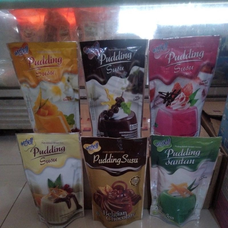 

pudding susu Nutrijell berat bersih/netto:145g(5,11oz)