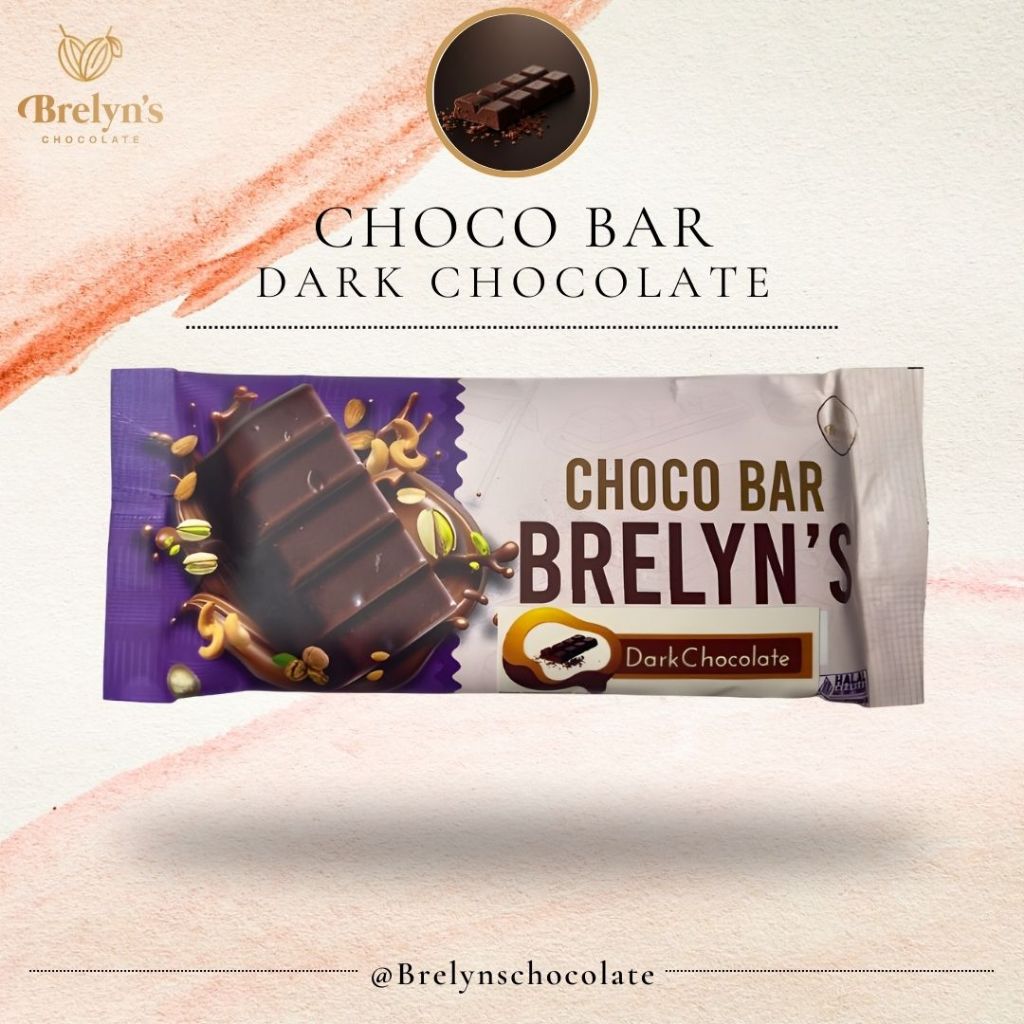 

Brelyn's Chocolate : Choco Bar Dark Chocolate (Coklat rasa dark coklat) Manis pahit Gurih 36 gram