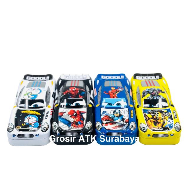

Kotak Tempat Pensil Kaleng Mobil Sport Balap Motif Doraemon Spiderman Robot Avenger