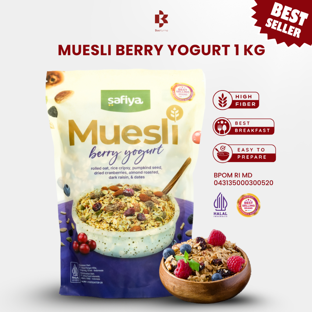 

Muesli Berry Yogurt 1 Kg Safiya - Muesli Safiya Oatmeal Sereal Sarapan Sehat