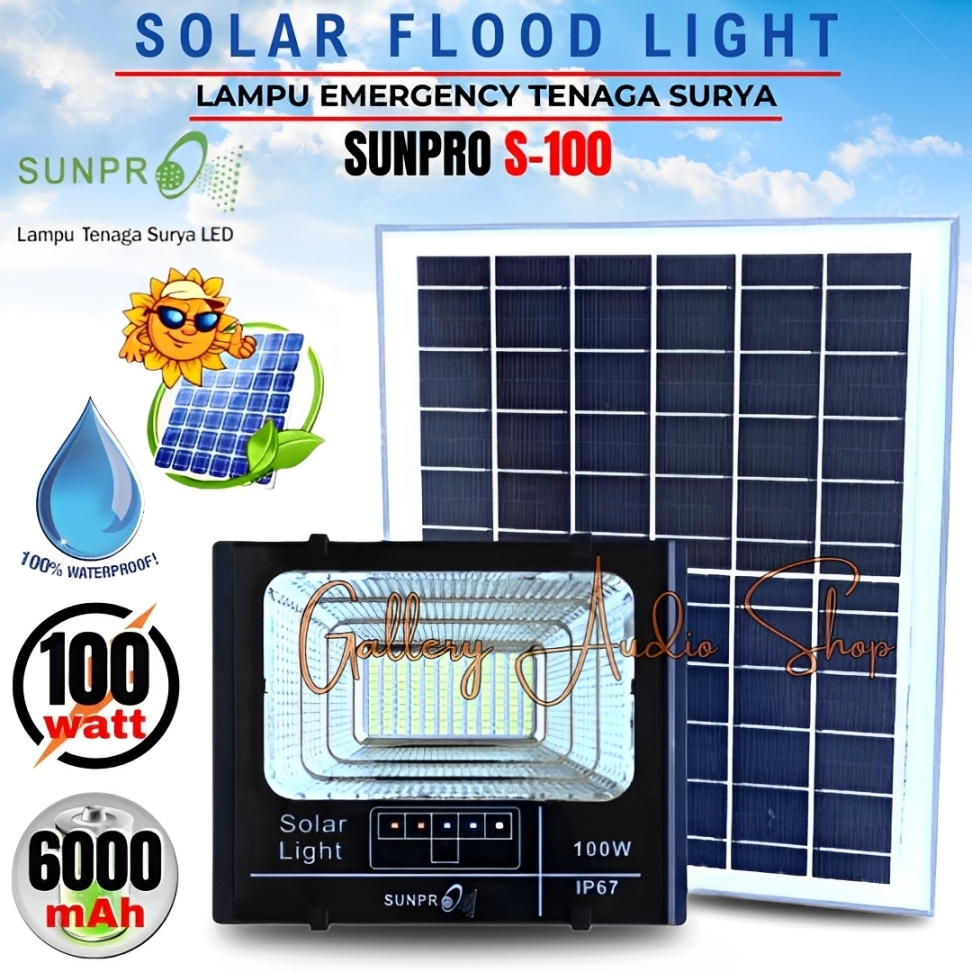 Terlaris~Lampu Tenaga Surya Solar Light 100W SUNPRO IP67 Solar Lamp Waterproof | Sunpro IP67 Lampu T