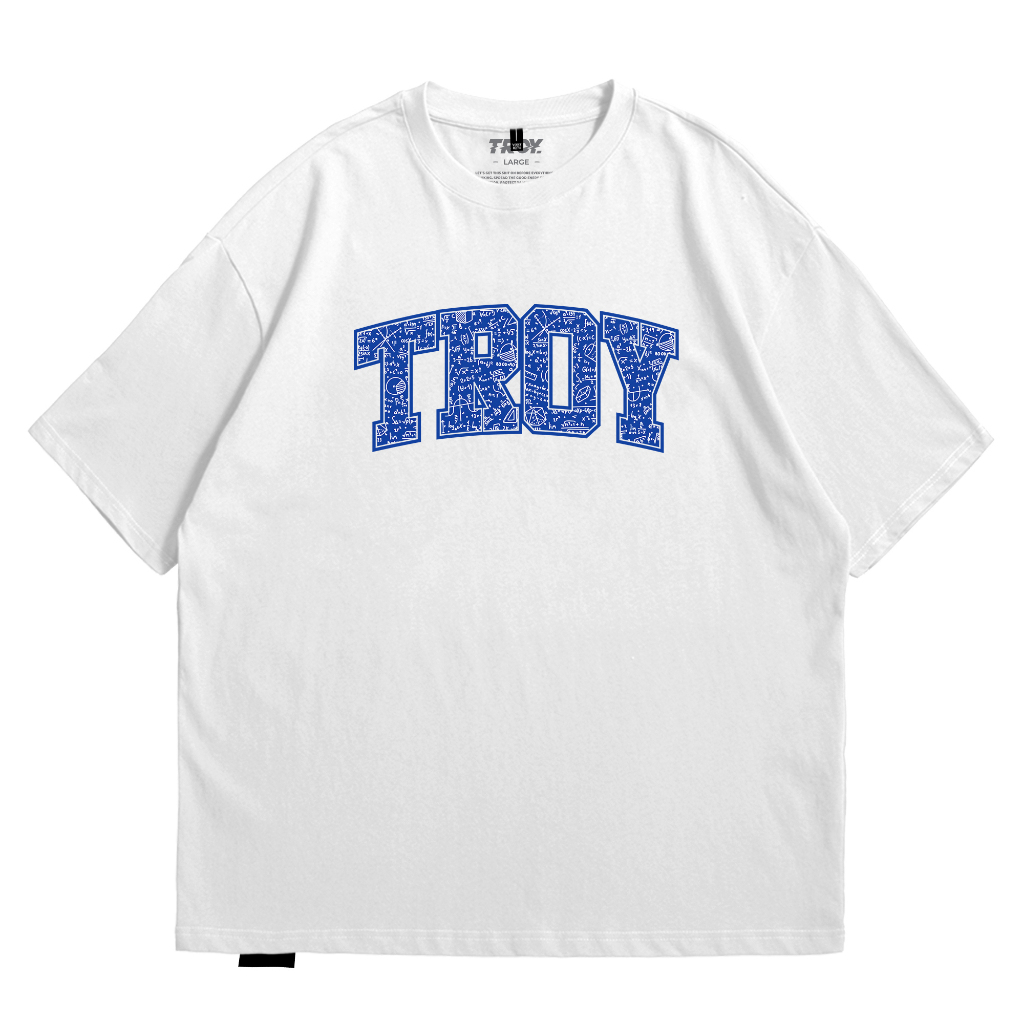 Troy Company Oversize Tshirt White Arithmetic - Kaos Oversize Putih Lengan Pendek OVD 3106
