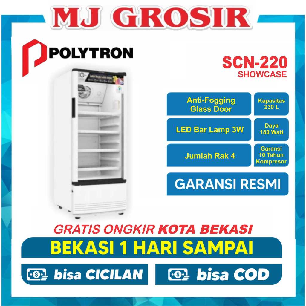 SHOWCASE POLYTRON SCN 220  DISPLAY COOLER 4 RAK KULKAS LOW WATT