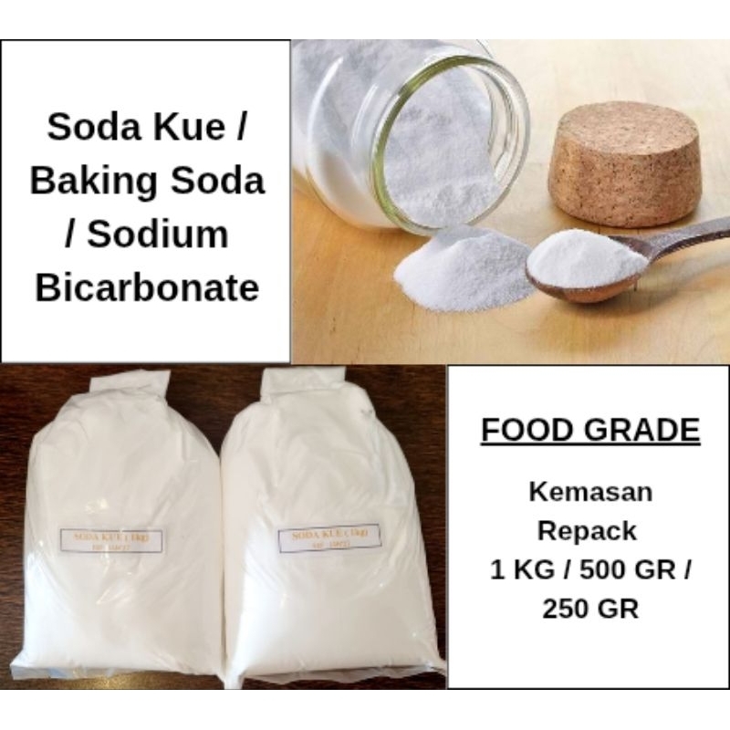 

SODA KUE / BAKING SODA / SODIUM BICARBONATE FOOD GRADE REPACK 1KG / 500GR / 250 GR