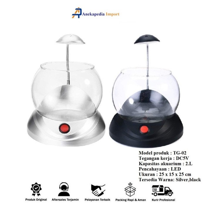 Aquarium Mini LED -  Akuarium Glass Tank Bulat ( TG 02 ) - Akuarium LED Mini Bulat TG 02