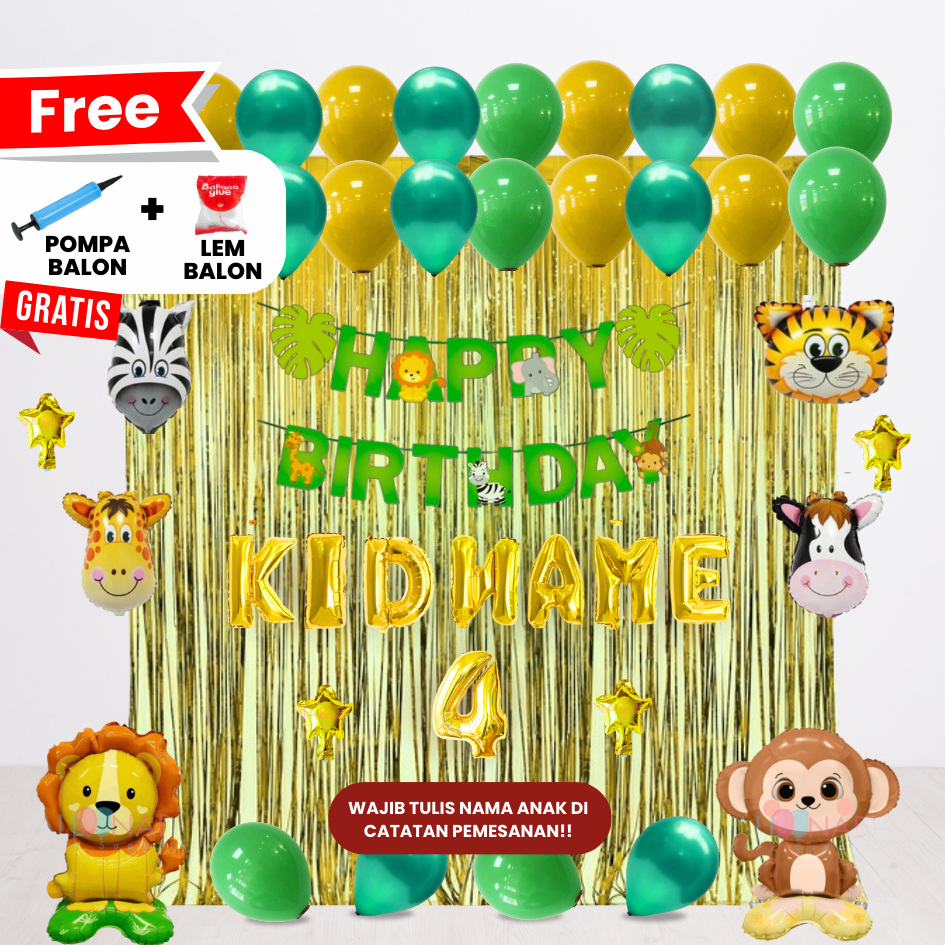 JUNGLE SET DEKOR ULANG TAHUN ANAK/ DEKORASI ULTAH ANAK