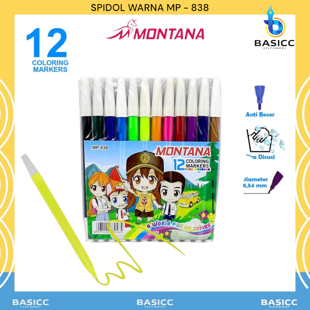 

Montana Spidol Warna Anak Murah MP - 838 | | @1Set=12 Colors