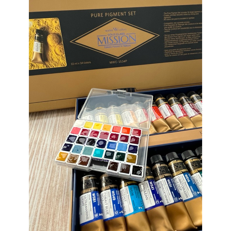 

Mijello Mission Gold Pure Pigment set 34 warna cat air share mini pan