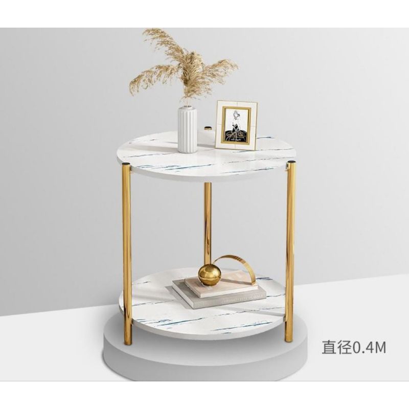 MEJA BULAT MARBLE GOLD