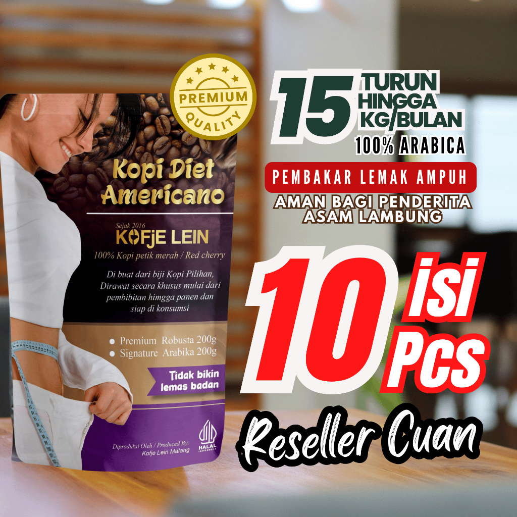 

Kopi Diet Americano Pembakar Lemak Perut Paket 10pcs Kofje Lein