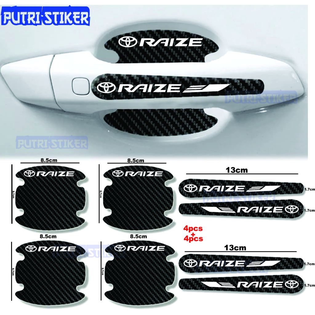 [TERLARIS] Sticker stiker pelindung handle pintu mobil toyota raize Sticker karbon 3d pelindung gaga