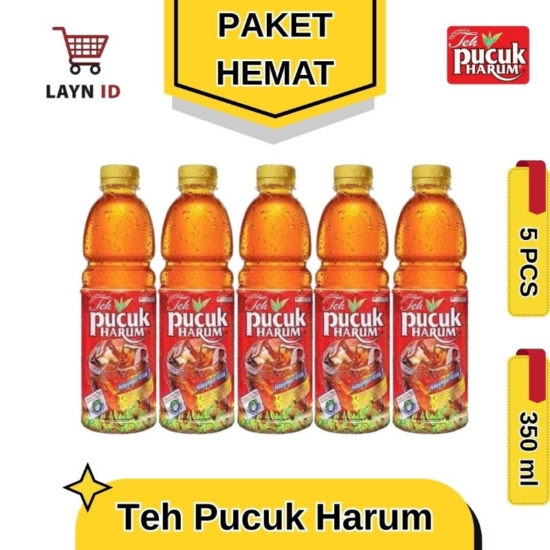 

Teh Pucuk Harum 350 ml PAKET HEMAT 5 PCS - Minuman teh rasa teh melati dan Less sugar tanpa gula