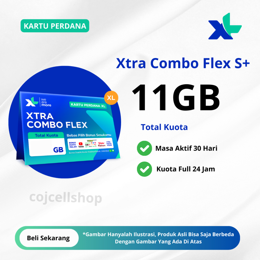 Kartu Perdana XL Xtra Combo Flex S+ 11GB 30 Hari - Kartu Perdana Kuota XL Xtra Combo Flex