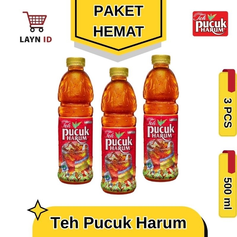 

Teh Pucuk Harum 500 ml PAKET HEMAT 3 PCS - Minuman teh rasa teh melati dan Less sugar tanpa gula