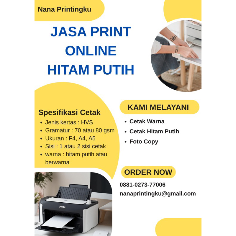 

JASA CETAK/PRINT HITAM PUTIH, BELUM JILID
