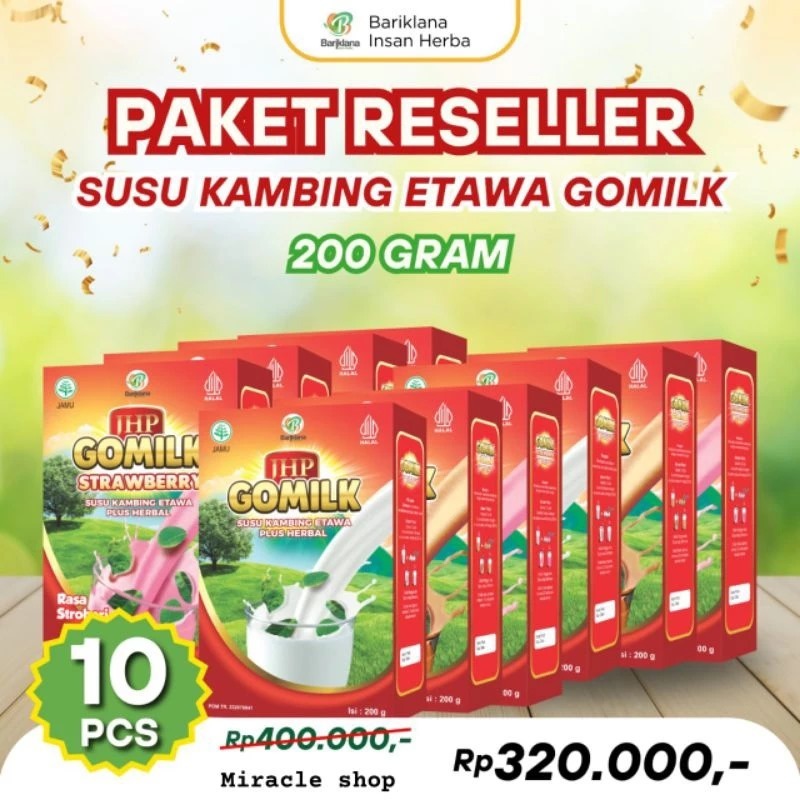 

Paket Reseller 10 Box Paket Hemat Gomilk Susu Kambing Etawa (Free Pilih Hadiah)