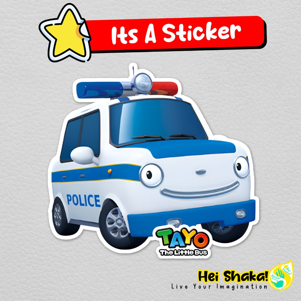 

Stiker Pat Si Mobil Polisi Sticker Tayo The Little Bus Kartun Anak Lucu Korea Bahan Vinyl Anti Air