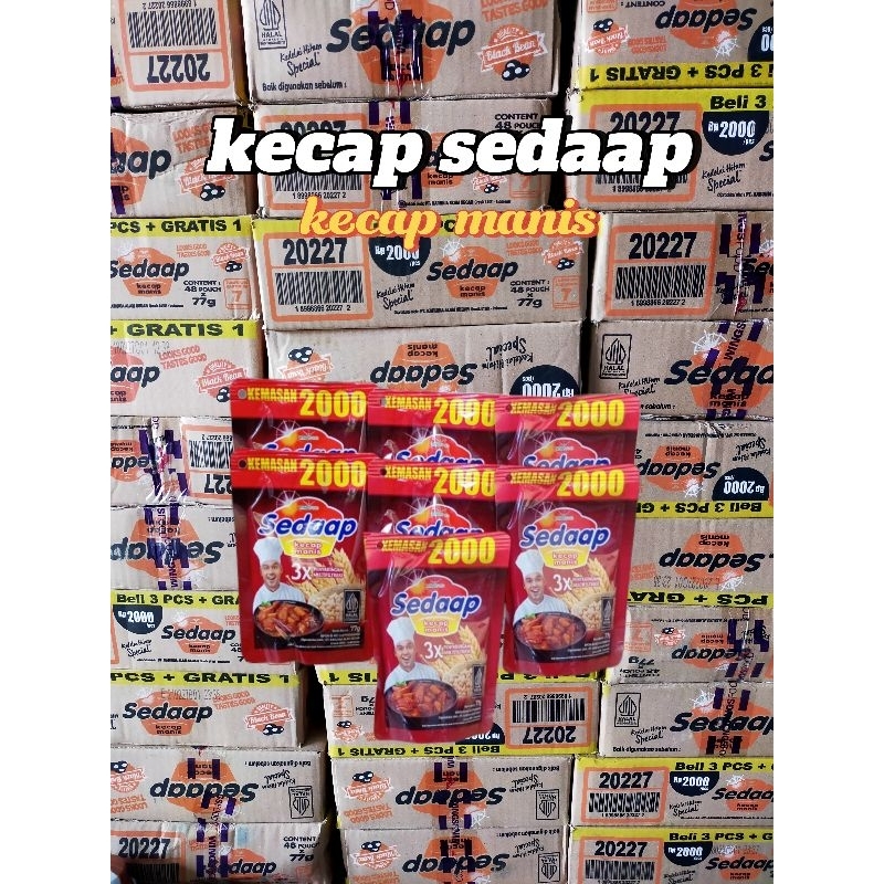 

1 KARTON KECAP SEDAAP KEDELAI HITAM 77g ISI 48pcs Rp 2000an