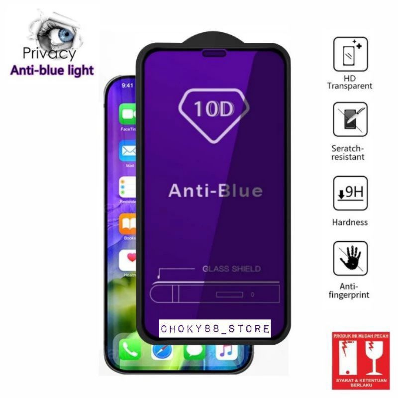 Tampered Glass blue OPPO A54/ A52/ A72/ A74/ A76/ A92/ A95 Tg Blue Oppo Tg full layar Oppo anti gore