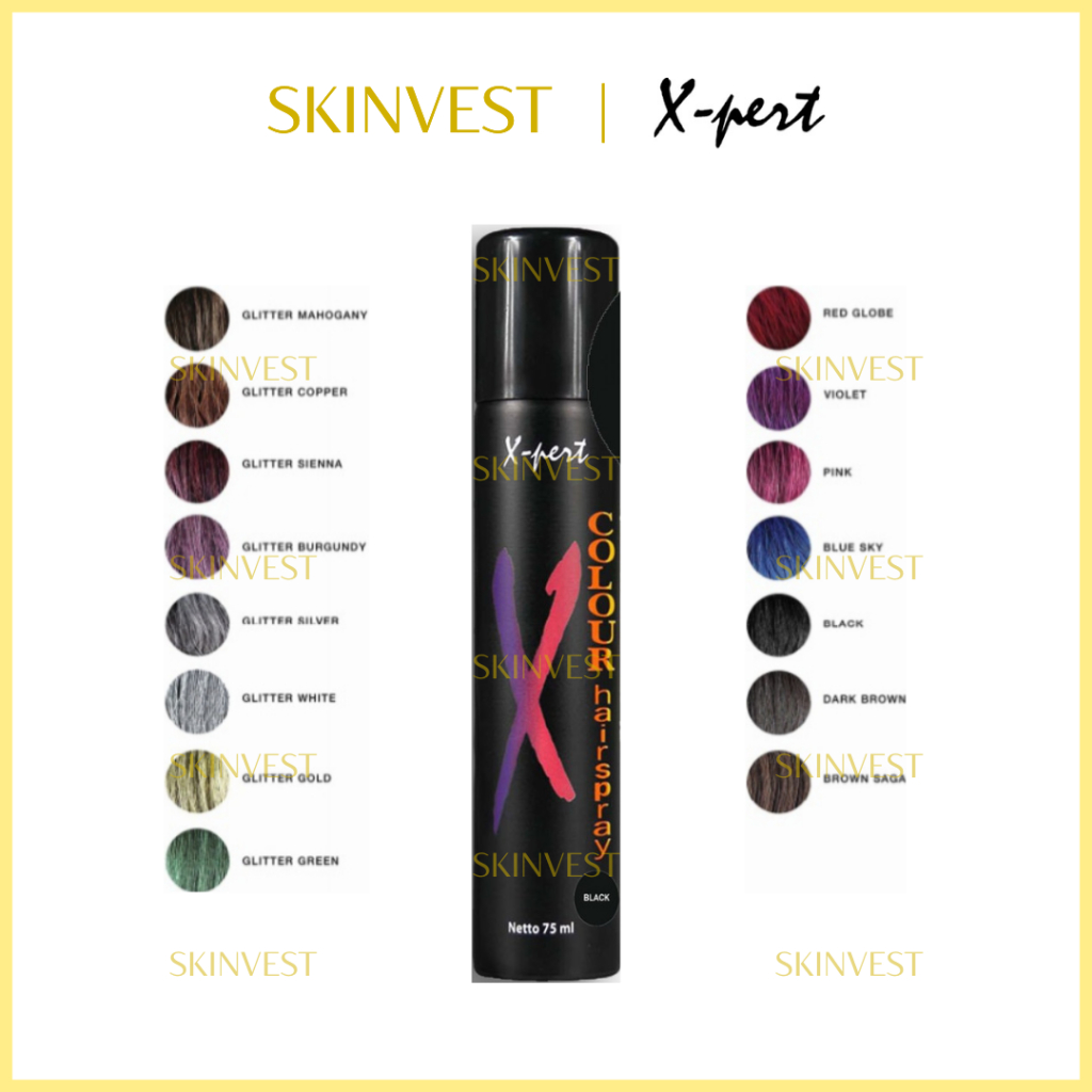 X-PERT Colour Hairspray - Xpert Color Hair Spray Warna Pewarna Rambut Temporer Black Brown Hitam