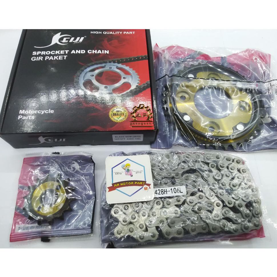 GEAR PAKET BLADE NEW 2012 PNP SUPRA X 125 FI 14/37T - 106L GIR SET KEIJI