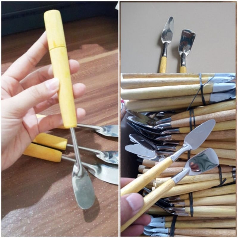

sutill kue mini/sepatula mini sodet kecil gagang kayu/Sutil kue kering bahan stenlis gagang kayu