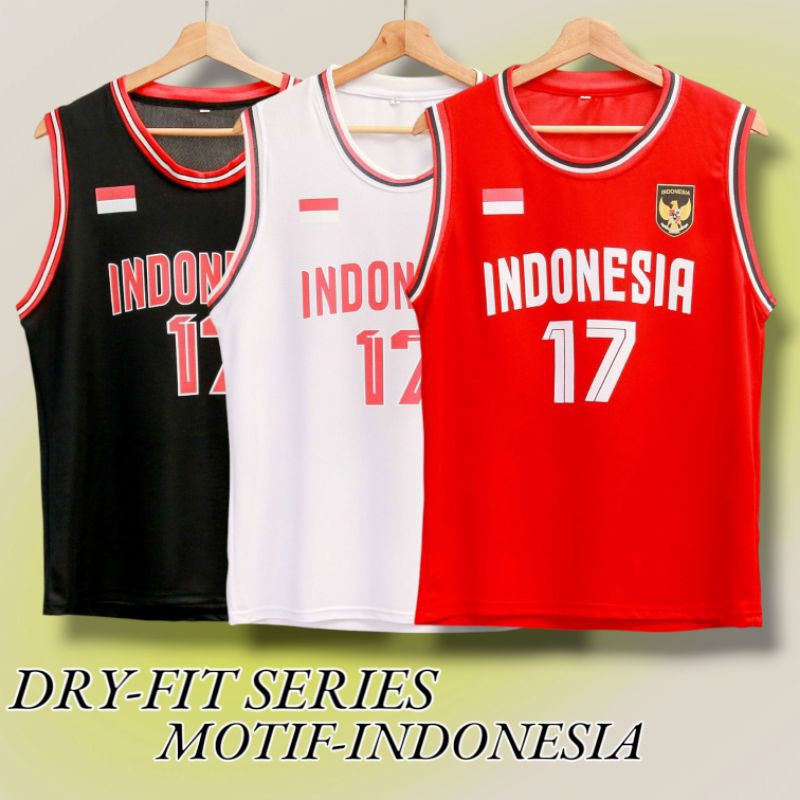 Kaos Singlet indonesia Kaos Oblong Olahraga Jogging Lari Sepeda Gym Batminton Volly Unisek Size L XL