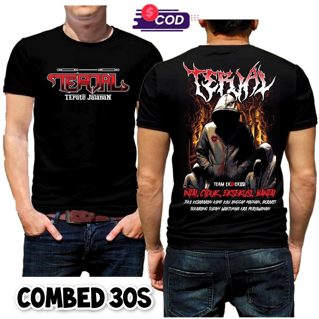 Kaos PSHT Distro Terbaru Katun Combed 30S Motif Terjal - Baju SH Terate 1922 Pria Hitam Keren Murah