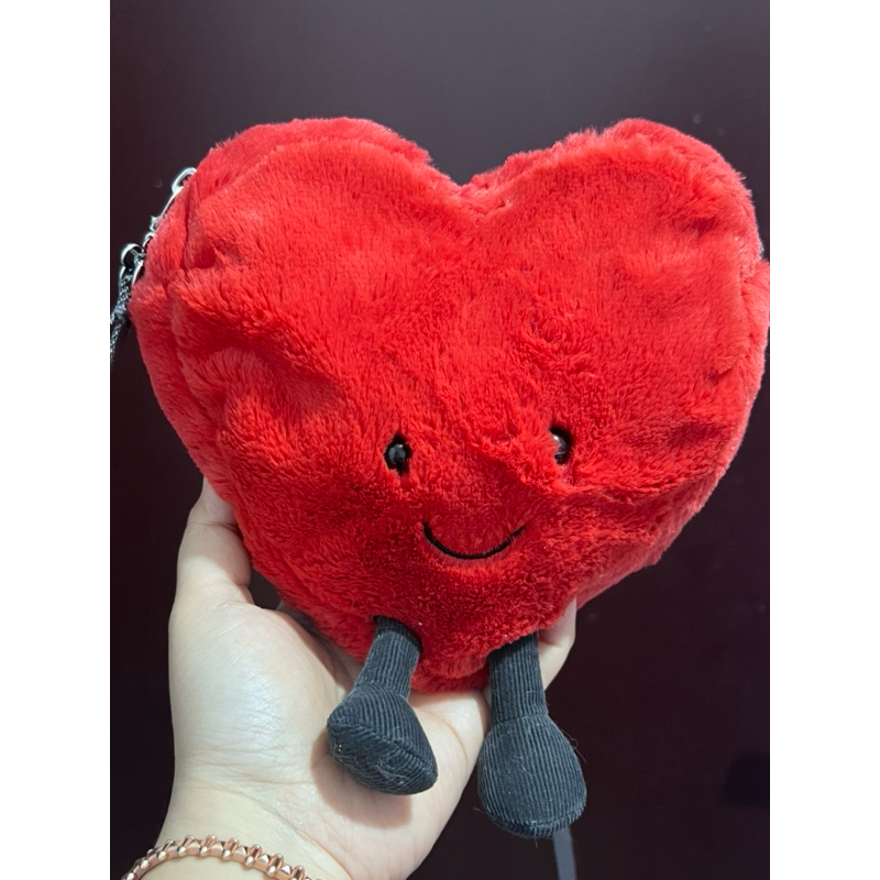 Boneka Tas Jelly Cat Karakter Hati/Love Merah 16 Cm