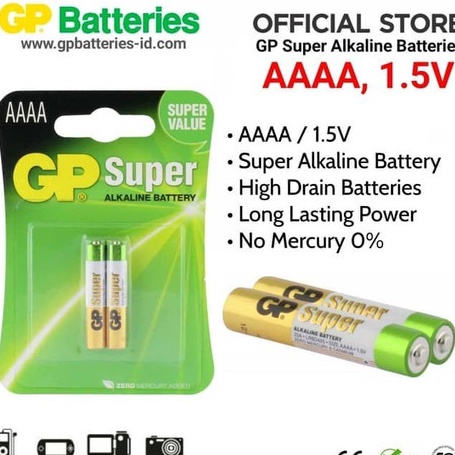 Bisa Cod Baterai GP Super Alkaline AAAA  A4 E96 15v Isi 2 Batre Pen Stylus