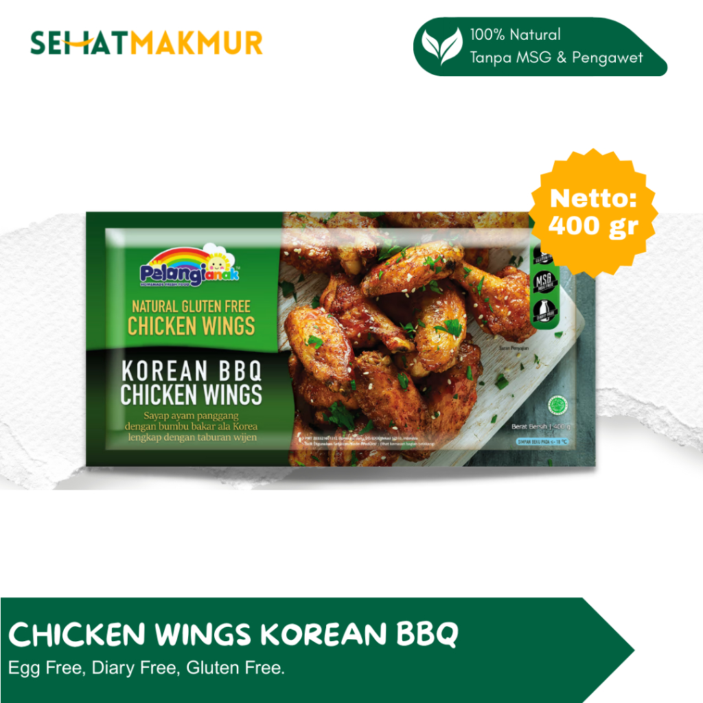 

Pelangi Healthy Frozen Food - Chicken Wings Korean BBQ (Tidak Pedas) (Tanpa MSG & Pengawet)