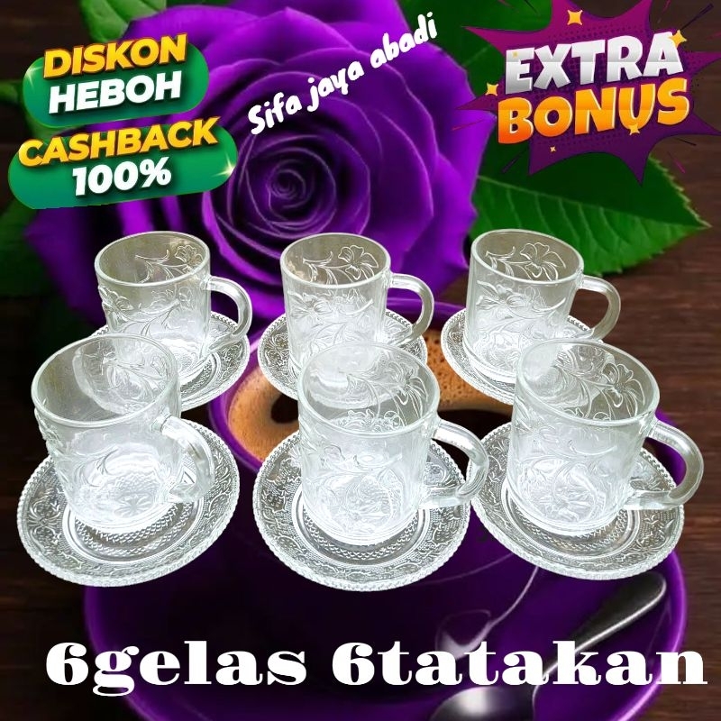 cangkir kopi set/cangkir teh 6gelas 6tatakan/12 gelas kopi dan tatakanya